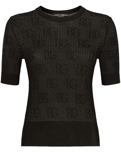 Dolce & Gabbana Top With Jacquard Monogram - Black