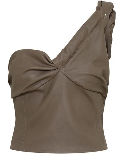 The Mannei Mud Leather Top - Brown
