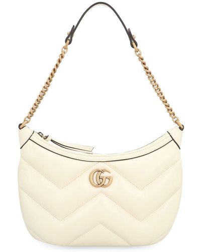 Gucci Gg Marmont Quilted Leather Shoulder Bag - Natural