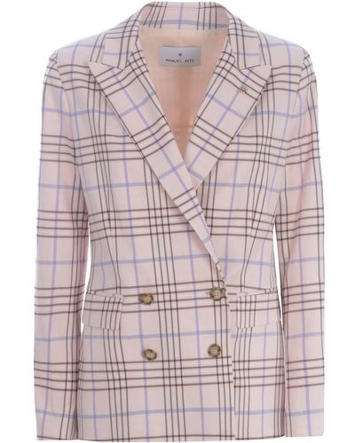 Manuel Ritz Double-Breasted Jacket "Check" - Pink