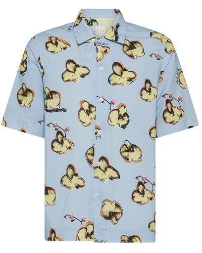 Paul Smith Viscose And Cotton Shirt With Floral Print - Blue