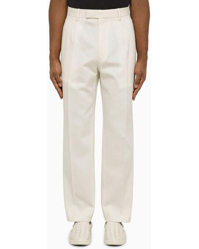 Zegna Cotton And Wool Trousers - Natural