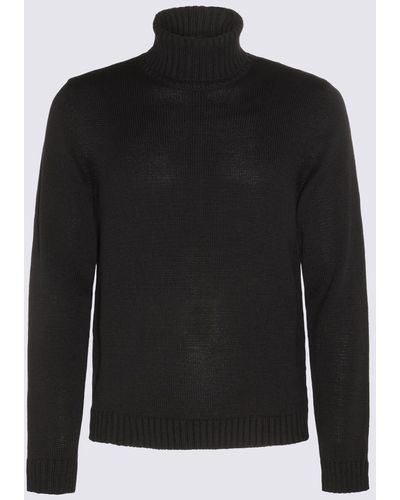 Zanone Black Wool Funnel Neck Sweater