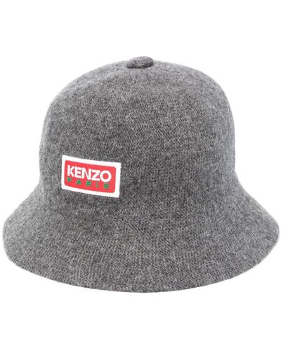 KENZO Logo-print Bucket Hat - Grey