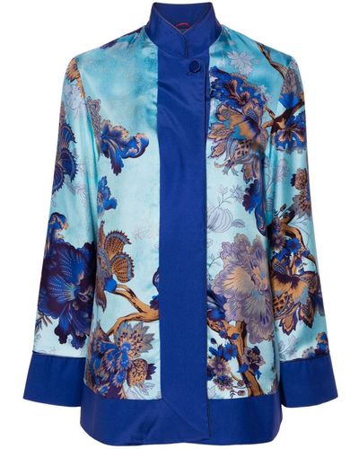 F.R.S For Restless Sleepers Printed Silk Jacket - Blue