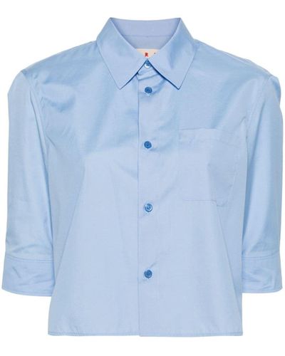 Marni Cropped Cotton Shirt - Blue