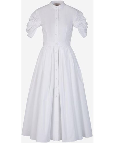 Alexander McQueen Organic Cotton Midi Dress - White