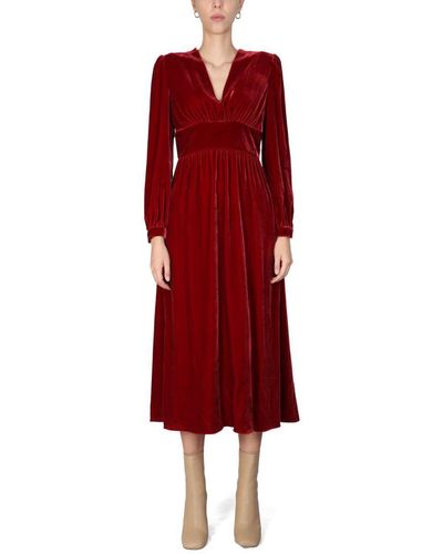 Boutique Moschino Panné Velvet Dress - Red