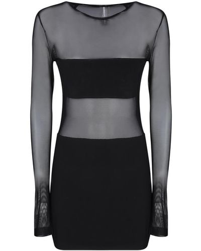 Norma Kamali Semi-sheer Panels Short Dress - Black