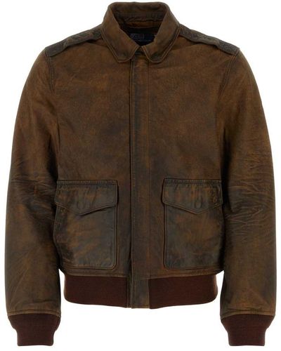 Polo Ralph Lauren Distressed Regular-fit Leather Jacket - Brown