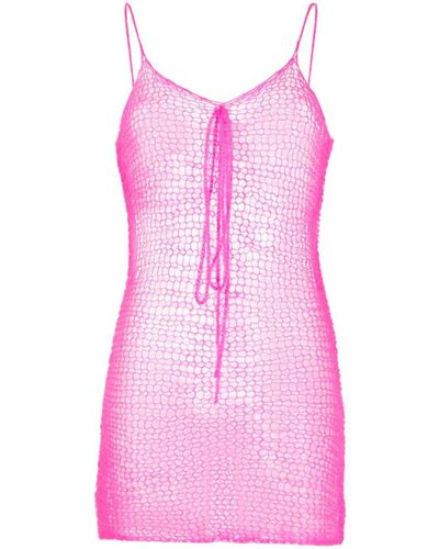 ERL Open-knit Mohair Minidress - Pink