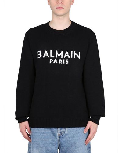 Balmain Jersey With Logo Inlay - Black