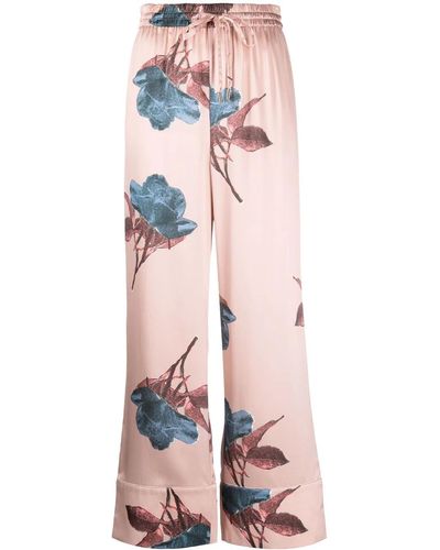 L'Autre Chose Floral-print Silk Pants - Multicolour