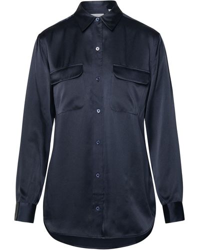 Equipment Black Silk Shirt - Blue