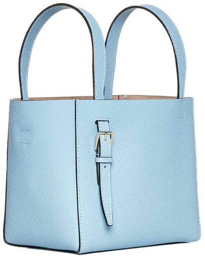 Valextra Mini Leather Bucket Bag - Blue