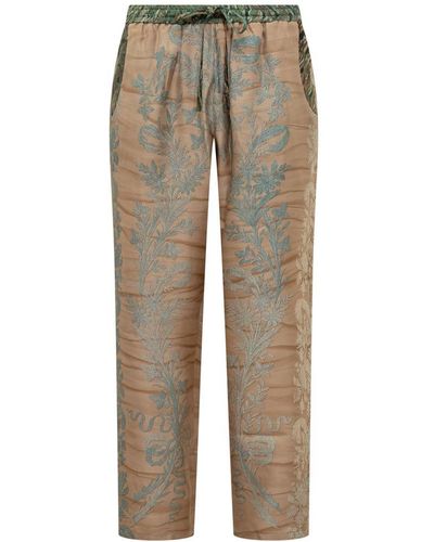 Pierre Louis Mascia Pierre Louis Mascia Silk Pants With Floral Print - Natural