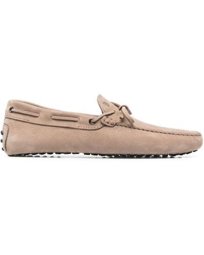 Tod's Nubuck Morbidone Loafer Shoes - Pink