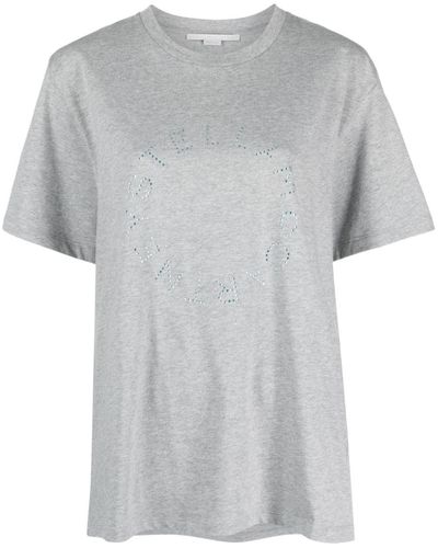 Stella McCartney Rhinestone Logo-appliqué T-shirt - Gray