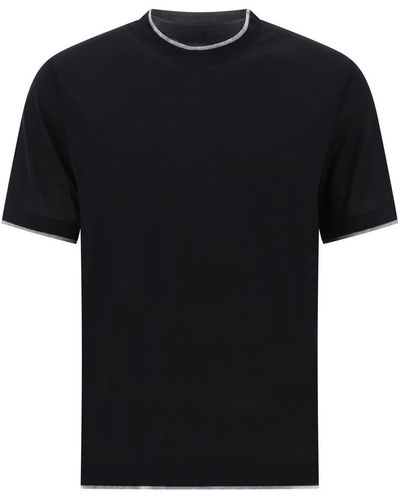 Brunello Cucinelli "Faux Layering" T-Shirt - Black