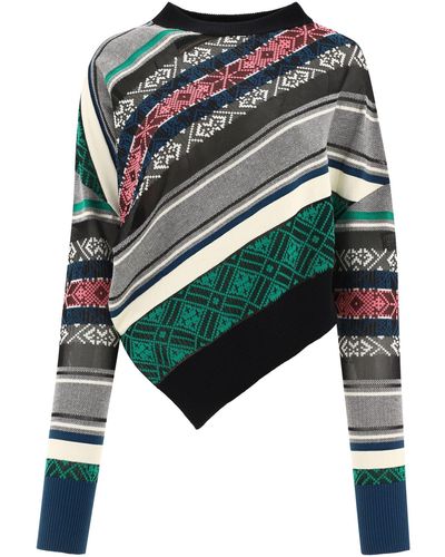 Sacai Asymmetrical Jacquard Sweater - Multicolor