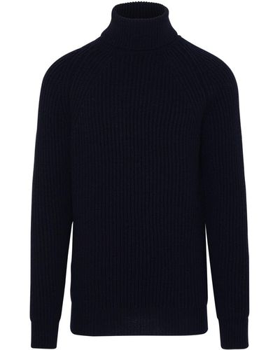 Brian Dales Blue Wool Turtleneck Sweater