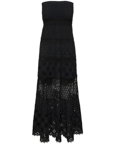 Temptation Positano Embroidered Long Dress - Black