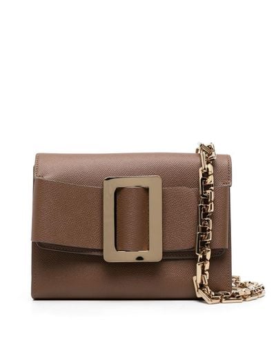 Boyy Perforated Buckle Leather Crossbody Phone Case In Beige