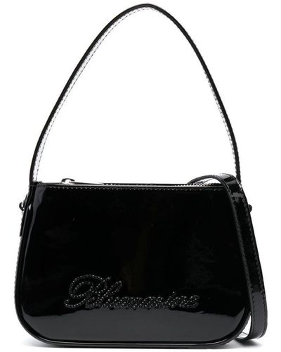 Blumarine Logo Patent Leather Top-handle Bag - Black