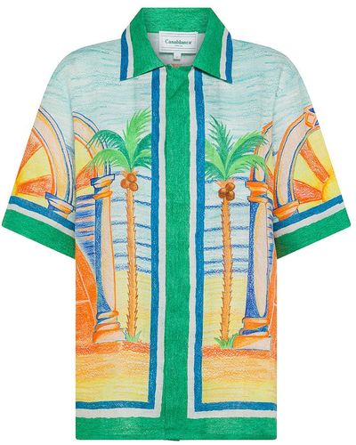 Casablancabrand Day Of Victory Printed Linen Shirt - Green