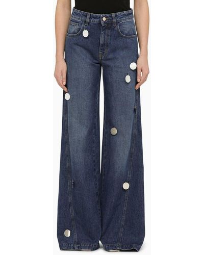 David Koma Wide Denim Jeans With Mirrors - Blue
