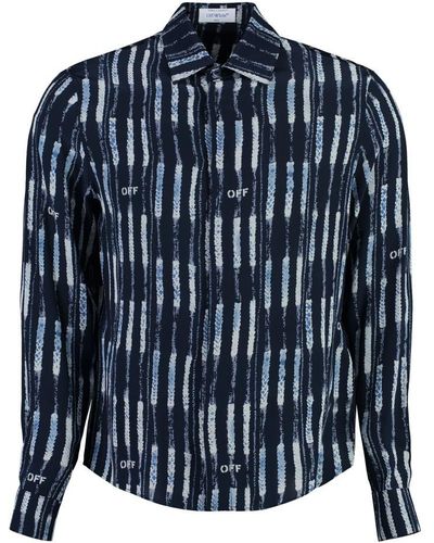 Off-White c/o Virgil Abloh Striped Silk Shirt - Blue