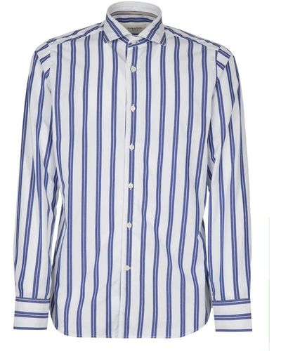 Tintoria Mattei 954 Slim Fit Striped Shirt Clothing - Blue