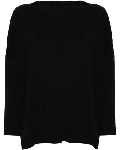 Daniela Gregis Cotton Boat Neck Sweater - Black