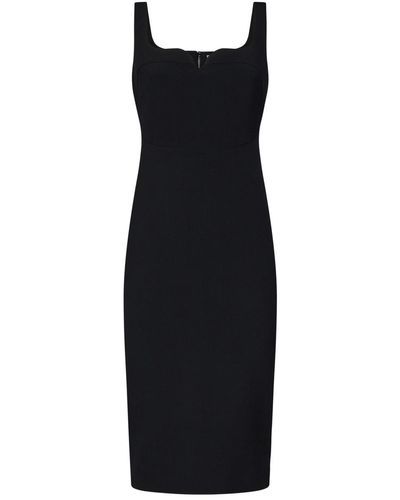 Victoria Beckham Sleeveless Fitted T-Shirt Dress Midi Dress - Black