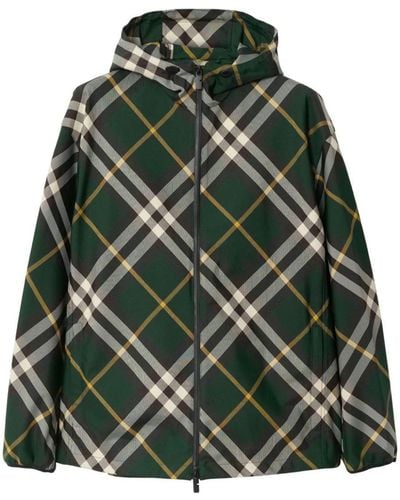 Burberry Check Hooded Jacket - Green