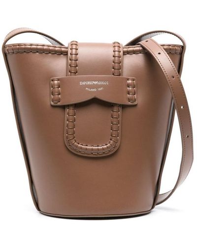 EA7 Leather Bucket Bag - Brown