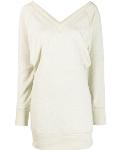 Isabel Marant Manuela V-neck Sweatshirt Minidress - White