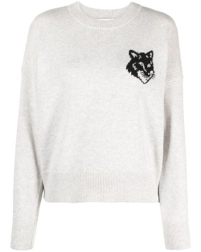 Maison Kitsuné Fox Head Wool Sweater - White