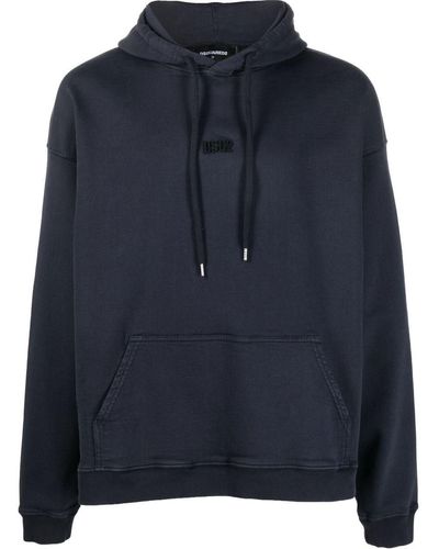 DSquared² Embroidered-logo Hoodie - Blue
