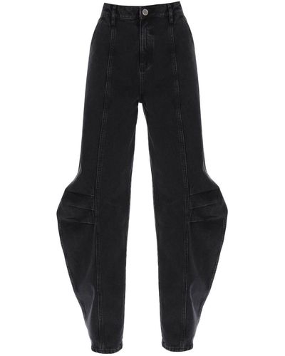 ROTATE BIRGER CHRISTENSEN Baggy Jeans With Curved Leg - Black