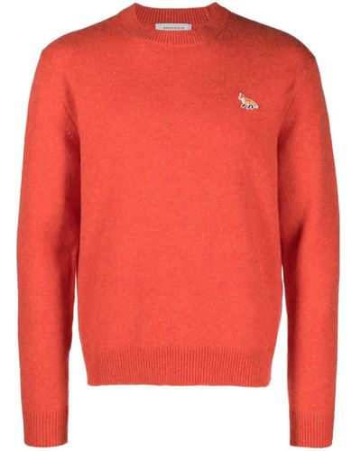Maison Kitsuné Logo-patch Wool Sweater - Red