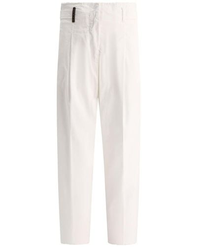 Peserico Trousers With Fringed Details - White