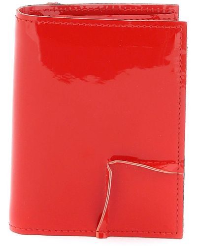 Comme des Garçons Comme Des Garcons Wallet Bifold Patent Leather Wallet In - Red