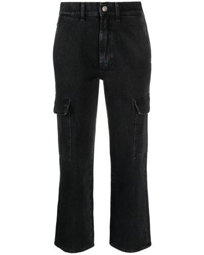 7 For All Mankind Cropped Cargo-pocket Jeans - Black