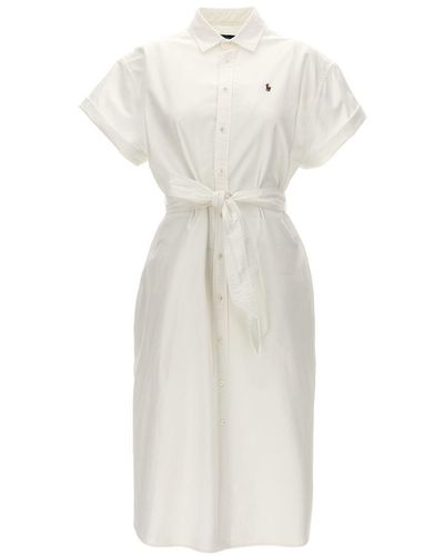 Polo Ralph Lauren Logo Embroidery Chemisier Dress - White