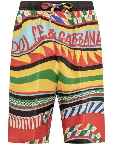 Dolce & Gabbana Twill Printed Shorts - Red