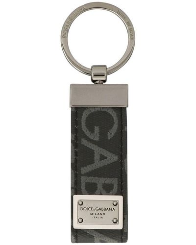 Dolce & Gabbana Keychain With Jacquard Logo - Grey