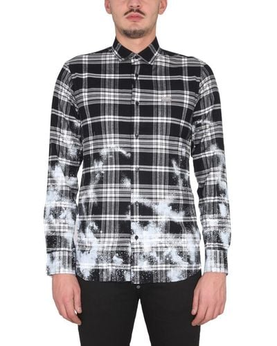 Philipp Plein Tartan Pattern Shirt - Black