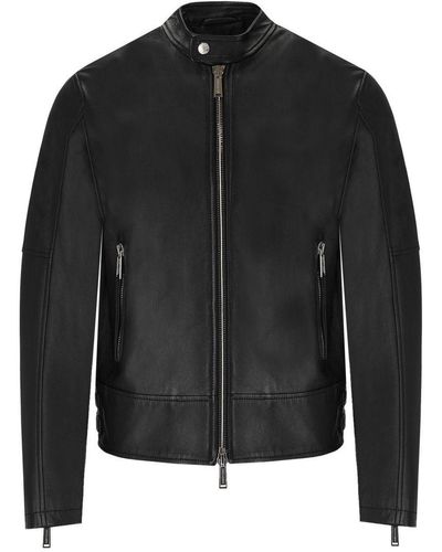 DSquared² Black Leather Biker Jacket