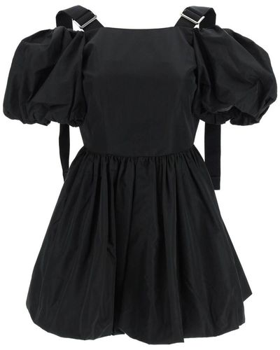 Simone Rocha Imone Rocha Off-the-shoulder Taffeta Mini Dress With Slider Straps - Black